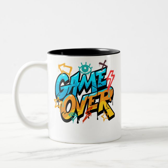 Game Over Mug – Classic Gamer Cup with Retro Sty (Left)