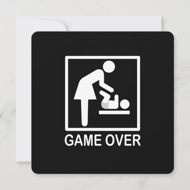 Game Over Mum Funny Black and White Pictogram (Front)