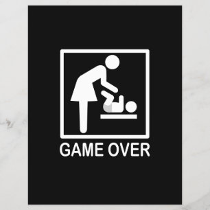 Game Over Mum Funny Black and White Pictogram Flyer