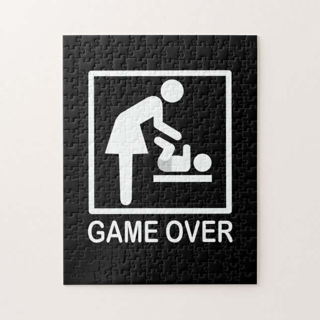 Game Over Mum Funny Black and White Pictogram Jigsaw Puzzle (Vertical)