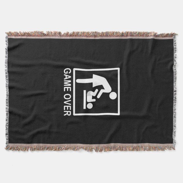 Game Over Mum Funny Black and White Pictogram Throw Blanket (Front)
