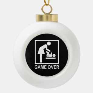 Game Over Mum Funny Signage Pictogram Ceramic Ball Christmas Ornament
