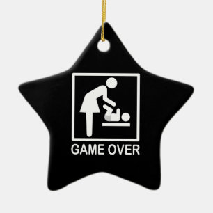 Game Over Mum Funny Signage Pictogram Ceramic Tree Decoration
