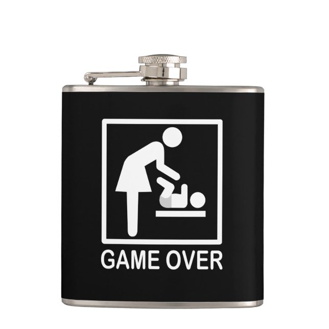 Game Over Mum Funny Signage Pictogram Hip Flask (Front)