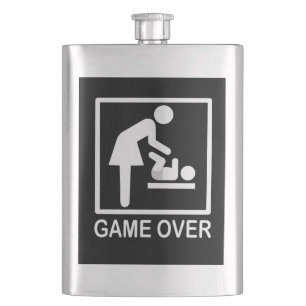 Game Over Mum Funny Signage Pictogram Hip Flask