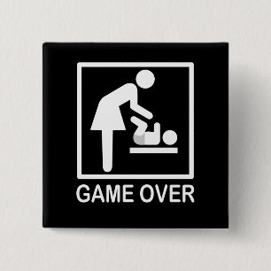 Game Over Mum Humourous Pictogram 15 Cm Square Badge
