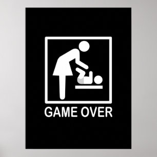 Game Over Mum Humourous Pictogram Poster