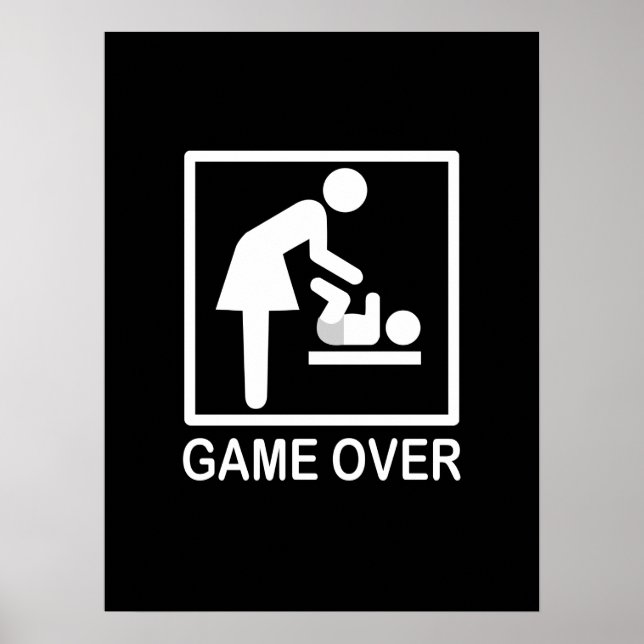 Game Over Mum Humourous Pictogram Poster (Front)