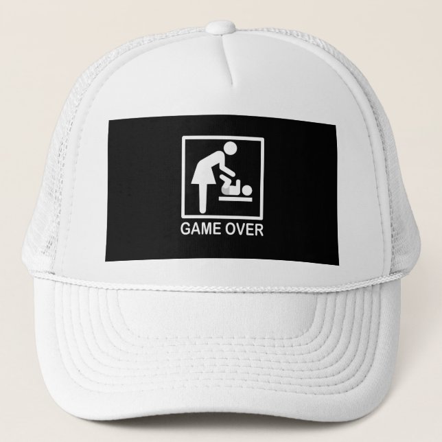 Game Over Mum Humourous Pictogram Trucker Hat (Front)