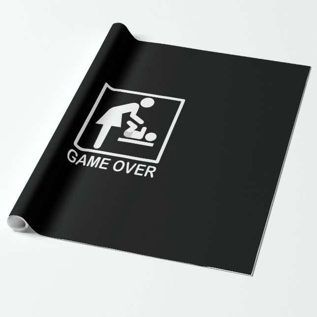 Game Over Mum Humourous Signage Wrapping Paper (Unrolled)