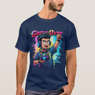 Game Over Neon Glitch T-Shirt Retro Gamer tshirt 