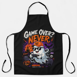Game Over Never Funny Gamer Ghost Halloween Apron