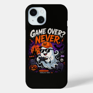 Game Over Never Funny Gamer Ghost Halloween iPhone 15 Case