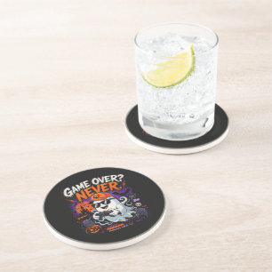 Game Over Never Funny Gamer Ghost Halloween Coaster
