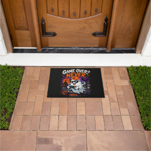 Game Over Never Funny Gamer Ghost Halloween Doormat