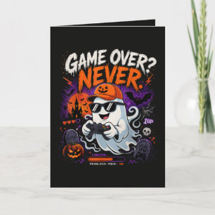 Game Over Never Funny Gamer Ghost Halloween Holiday Card