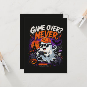 Game Over Never Funny Gamer Ghost Halloween Invitation