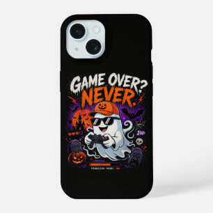 Game Over Never Funny Gamer Ghost Halloween iPhone 15 Case