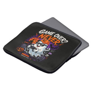 Game Over Never Funny Gamer Ghost Halloween Laptop Sleeve