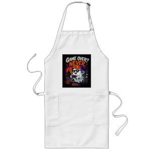 Game Over Never Funny Gamer Ghost Halloween Long Apron
