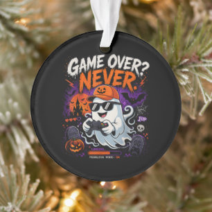 Game Over Never Funny Gamer Ghost Halloween Ornament