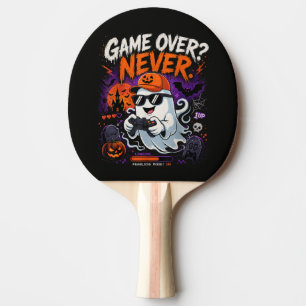 Game Over Never Funny Gamer Ghost Halloween Ping Pong Paddle