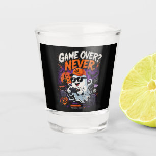 Game Over Never Funny Gamer Ghost Halloween Shot Glass