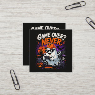 Game Over Never Funny Gamer Ghost Halloween Square Business Card
