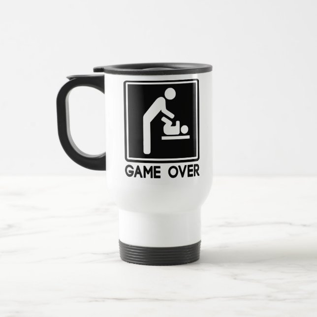 Game Over New Baby for Parent Dad Travel Mug (Left)