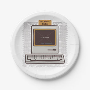 Game Over Old PC Paper Plate