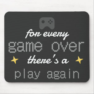 Game Over Play Again Gamer Quote Mouse Mat