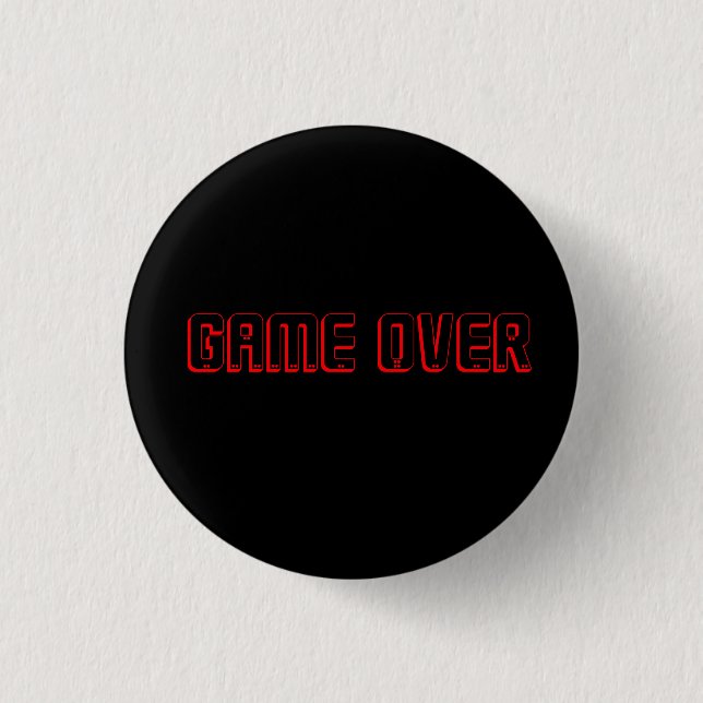 GAME OVER RED ON BLACK 3 CM ROUND BADGE (Front)