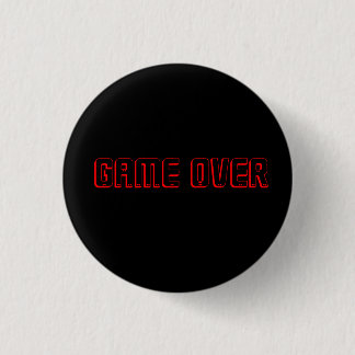 GAME OVER RED ON BLACK 3 CM ROUND BADGE