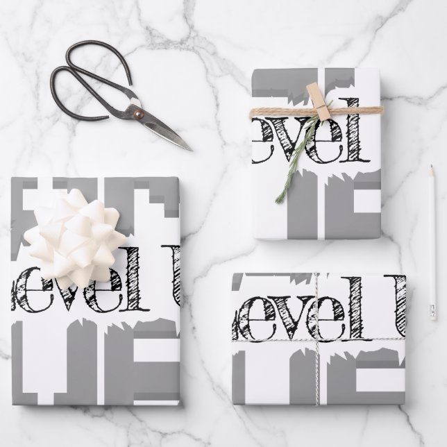 Game Over: Restore Old-School Fun, Level Up Today Wrapping Paper Sheet (Front)