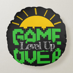 Game Over: Revive Old Games, Level Up Your Game Round Cushion