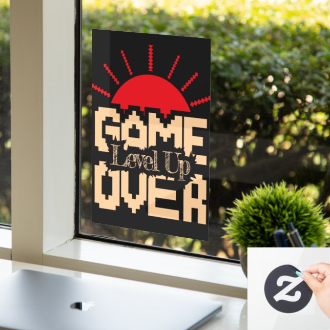 Game Over: Revive Old Games, Level Up Your Game Window Cling (Office)