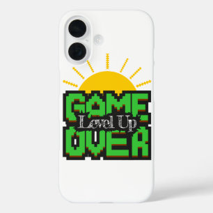 Game Over, Revive retro games with, level up iPhone 16 Case