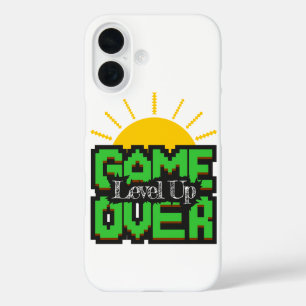 Game Over, Revive retro games with, level up iPhone 16 Case