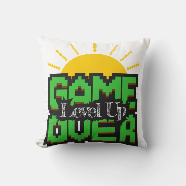 Game Over, Revive retro games with, level up Cushion (Front)