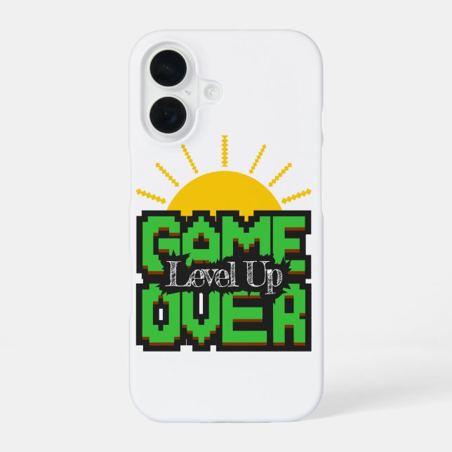 Game Over, Revive retro games with, level up iPhone 16 Case (Back)