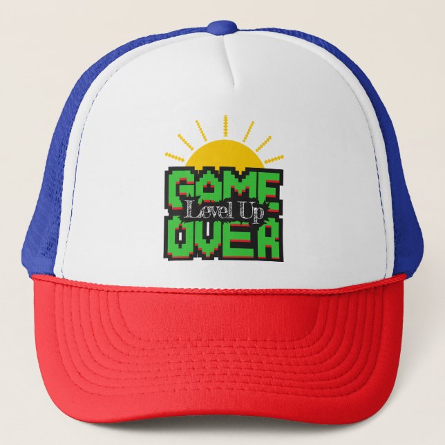 Game Over, Revive retro games with, level up Trucker Hat (Front)