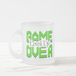 Game Over, Revive Vintage Games and Level Up Frosted Glass Coffee Mug