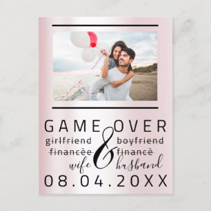 Game Over Skinny Funny Save The Date Couple Photo  Postcard