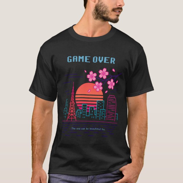 GAME OVER – Tokyo Neon Sunset T-Shirt (Front)