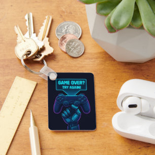 Game Over? Try Again! – Cool Futuristic Gamer Key Ring