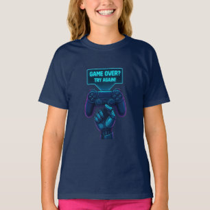 Game Over? Try Again! Cool Futuristic Gamer T-Shirt