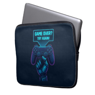 Game Over? Try Again! – Futuristic Gamer  Laptop Sleeve