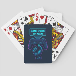 Game Over? Try Again! Futuristic Gamer Playing Cards