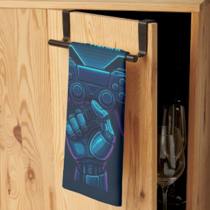 Game Over? Try Again! Futuristic Gamer Tea Towel