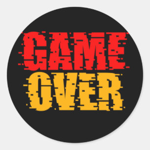 game over typography  design classic round sticker